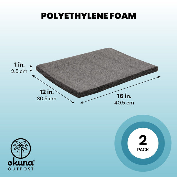 Okuna Outpost 2 Pack Black Packing Foam Sheets, 1 inch Polyurethane Cushioning Inserts for Cases, Moving, 12 x 16 in