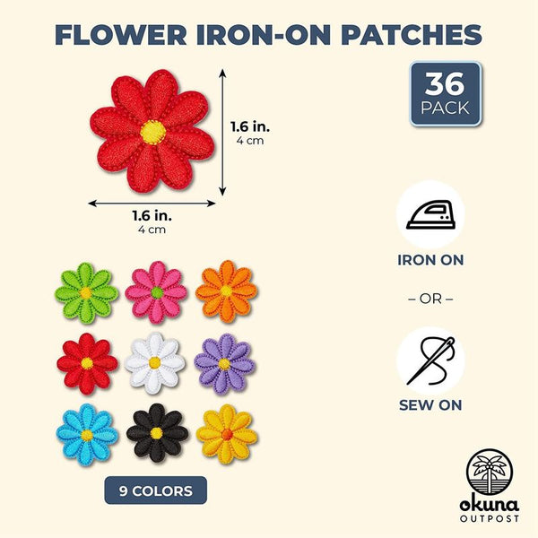 Daisy Iron On Patches, Mini Flowers for Sewing, DIY Crafts (18 Colors, –  Okuna Outpost