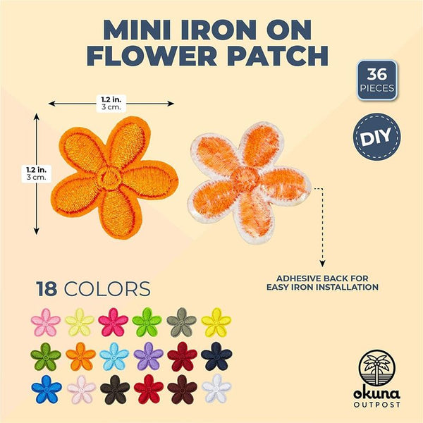 Daisy Iron On Patches, Mini Flowers for Sewing, DIY Crafts (18 Colors, –  Okuna Outpost