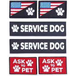 Service Dog Vest Patches, Ask to Pet Patch Set in 3 Designs (6 Pack)