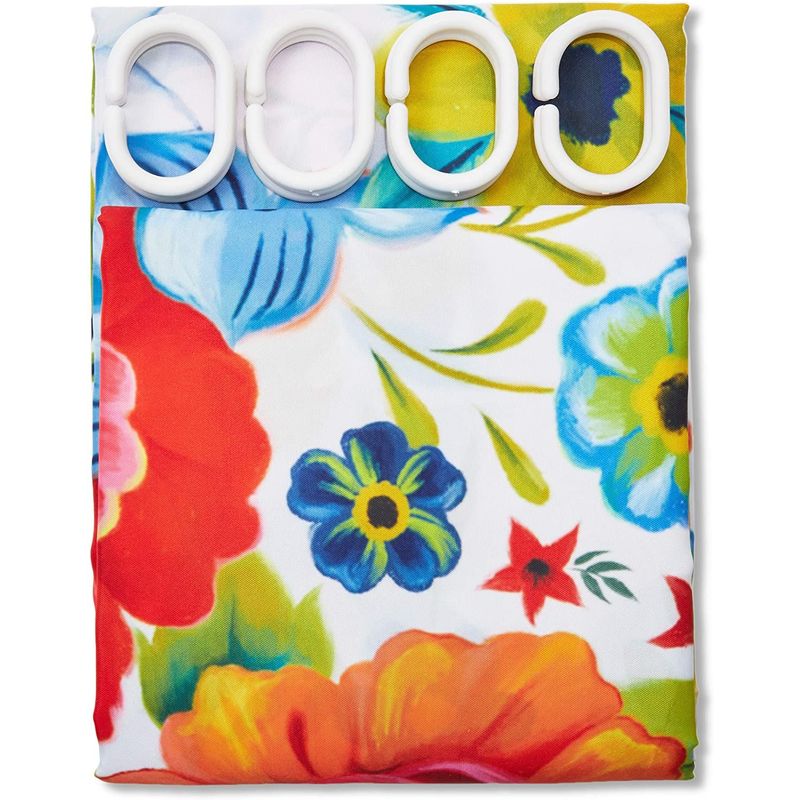 Floral Shower Curtain Set with 12 Hooks, Flower Bathroom Decor (70 x 71 in)
