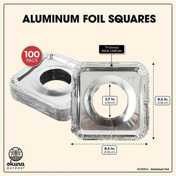 40 Pieces Aluminum Foil Gas Burner Liner Square Disposable Stove Covers 5  Packs