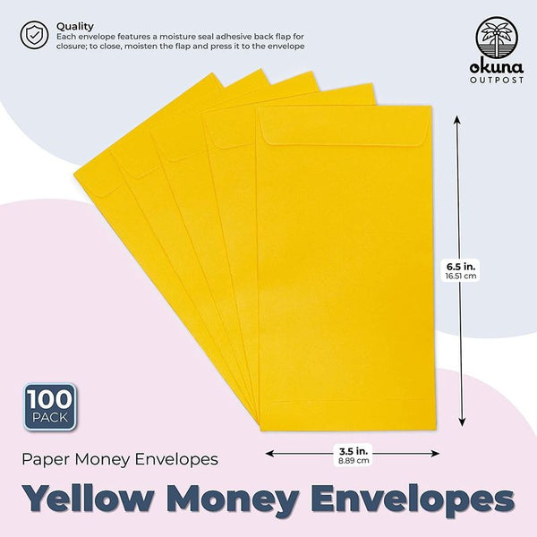 100 Pack Black Money Envelopes for Cash, Budgeting, Money Saving Challenges, Currency Envelopes for Coins, Blank Kraft Paper (3.5x6.5 in)