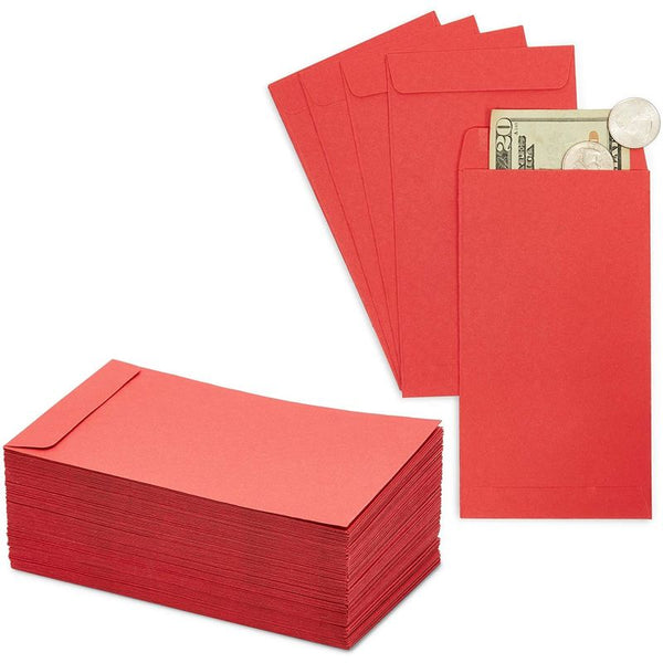 Money Saving Envelopes for Cash, Red Kraft Paper (3.5 x 6.5 In