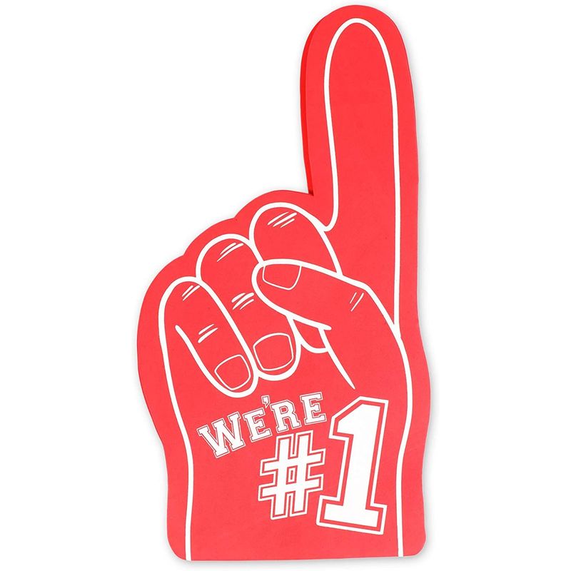 2 Pack Foam Finger for Sporting Events, We’re Number 1, It's Going Down (Red, 17.5 In)