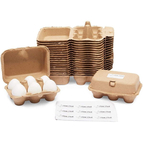 Okuna Outpost 15 Pack Brown Paper Cardboard Egg Carton with Jute String and  Stickers, Holds 10 Eggs Each