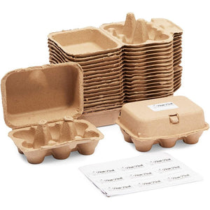 Half Dozen Egg Cartons with 25 Labels (Brown, 20 Pack)