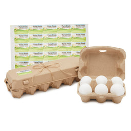 20 Reusable Paper Egg Cartons, 12 and 6 Count Sizes with 125 Labels, Jute String (146 Pieces)