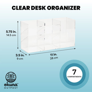 Acrylic Desk Organizer with 7 Compartments for Office and Home (11 x 5.75 In)