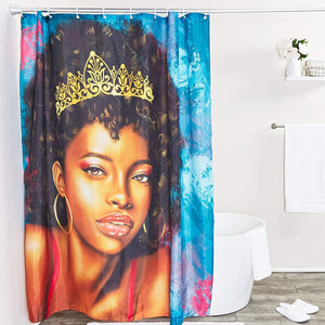African American Shower Curtain Set with 12 Hooks (70 x 71 in)