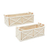 Set of 2 Macrame Storage Baskets, Woven Bins with Wood Handles for Home Decor (Ivory)