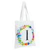 Set of 2 Reusable Monogram Letter I Personalized Canvas Tote Bags for Women, Floral Design (29 Inches)