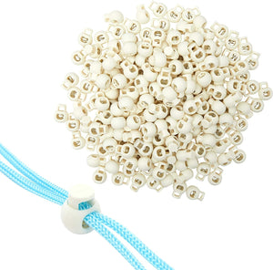 200 Pcs Beige Silicone Cord Locks for Drawstrings Elastic, Single Hole Toggle Stoppers, 0.9 x 0.7 x 0.3 in