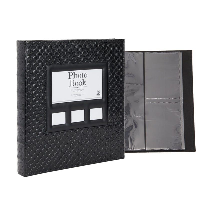 Large Black Leather Family Photo Album Book for 4x6 inch Picture, 600 Pockets, 14.5" x 13.5", Gifts for Boyfriend Girlfriend