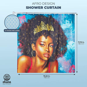African American Shower Curtain Set with 12 Hooks (70 x 71 in)