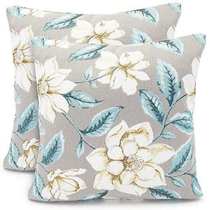 Floral Throw Pillow Covers, Rustic Home Decor (Grey, 17 x 17 In, 2 Pack)