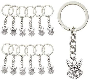 Guardian Angel Charm Keychains (3 In, Silver, 60 Pack)