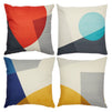 Set of 4 Modern Throw Pillow Covers, Mid Century, 18x18 Decorative Geometric Cases