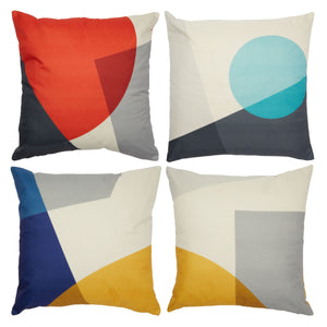 Set of 4 Modern Throw Pillow Covers, Mid Century, 18x18 Decorative Geometric Cases