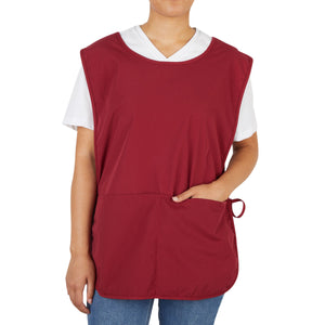 3 Pack Universal Cobbler Apron, Unisex Smocks with 2 Pockets (19 x 28 in, Burgundy)
