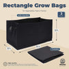 Rectangle Grow Bags with Handles for Vegetables, Fabric Planter (23.6 x 11.8 in, 3 Pack)