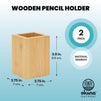 Wooden Pencil and Pen Holders, Bamboo Office Desk Supplies (2 Pack)