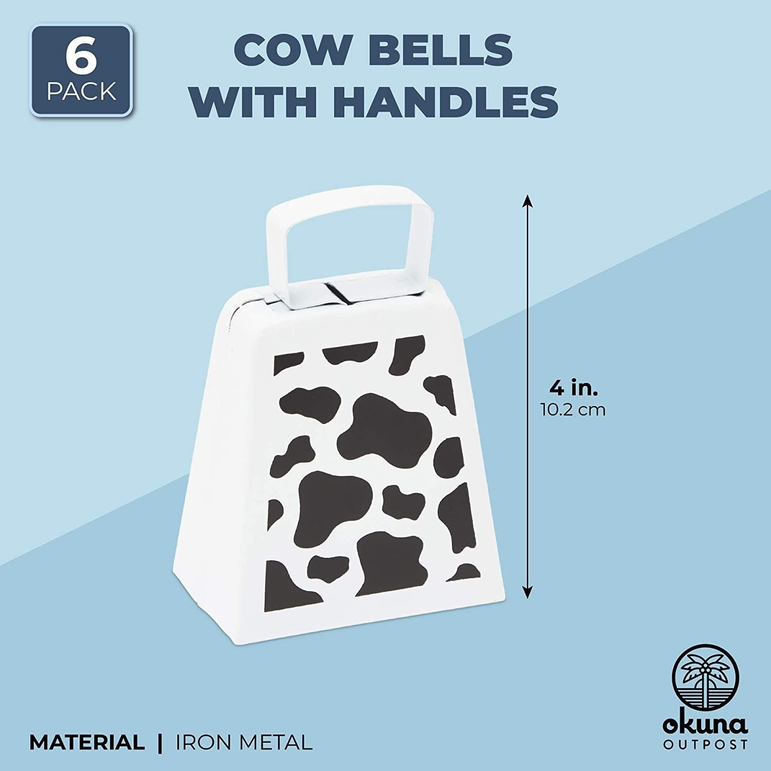Cow Bells with Handles, Cow Print Noise Makers (4 Inches, 6 Pack) – Okuna  Outpost