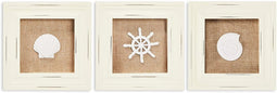 Beach Wall Décor, Shell, Sand Dollar, and Nautical Wheel (6.3 x 6.3 In, 3 Pack)