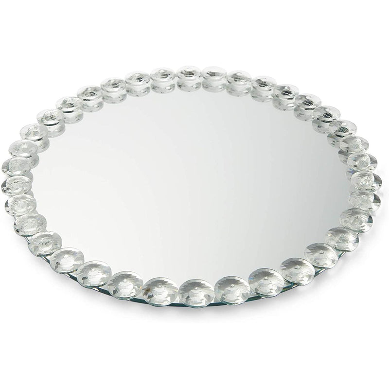 Crystal Round Mirrored Tray for Perfume Vanity Organizer Serving Platter 12"