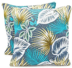 Tropical Throw Pillow Covers, Beach Home Decor (17 x 17 In, 2 Pack)