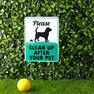 Okuna Outpost Metal Yard Sign, Please Clean Up After Your Pet (9 x 12 in)