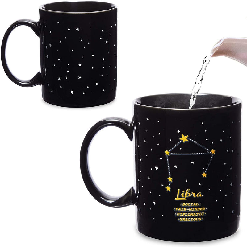 11-Ounce Color Changing Mug with Libra Zodiac Astrological Sign Design (Black)
