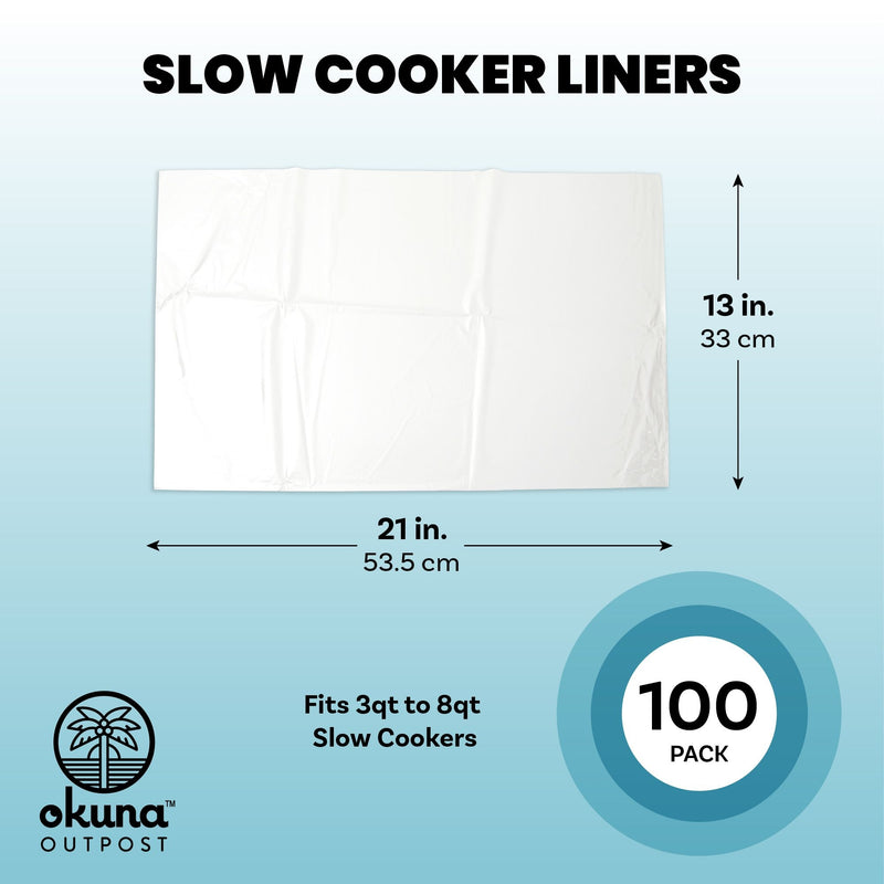 100 Pack Slow Cooker Liners, Clear Plastic Cooking Bags for Oval or Round Pot, 3-8 QT, Easy Clean Up, Regular Size, Disposable (13x21 in, Bulk Pack)