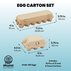 20 Reusable Paper Egg Cartons, 12 and 6 Count Sizes with 125 Labels, Jute String (146 Pieces)