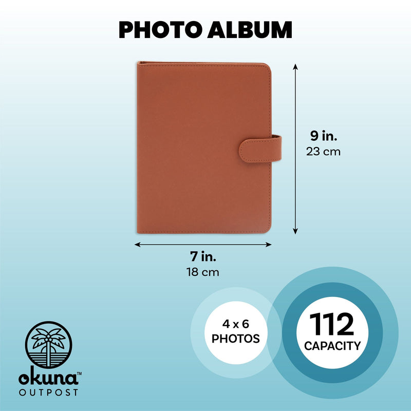Vintage Album with Snap Fastener for 4x6 Inch Photos, 112 Capacity (Brown Leather)