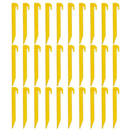 30 Pcs Plastic Ground Tent Stakes for Outdoor Camping, Peg Hooks Nails, Yellow, 7.4 in