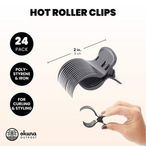 Electric Hot Roller Clip Replacements for Hair Styling (2 Inches, Black, 24 Pack)