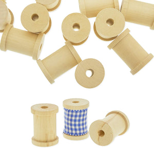 Small Unfinished Wooden Spools for Crafts (2 x 1.5 in, 24 Pack)