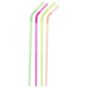 200 Pack Plastic Extra Long Straws for Birthday Party, 13 Inch Disposable Drinking Straws for Cocktails, Coffee (4 Rainbow Colors)