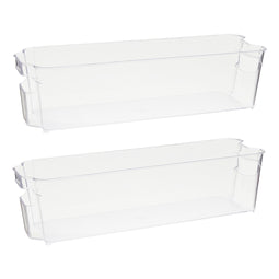 2-Pack Clear Plastic Freezer Organizer Bins - Breastmilk Storage Container for Organizing, Fridge (14.5x4x3.75 In)