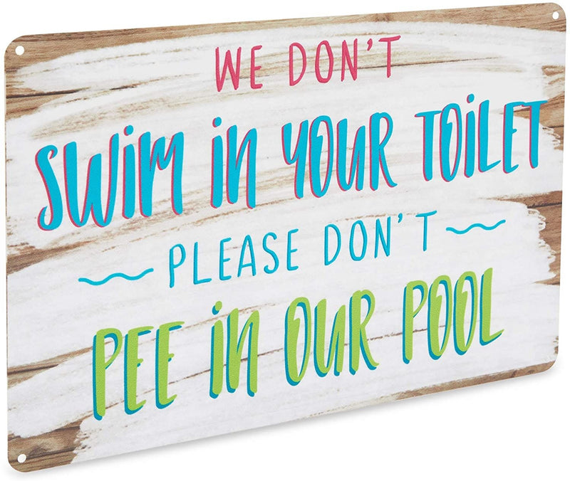 2 Pack Funny Outdoor Pool Signs and Decor, Summer Party Supplies (12 x 8 in)