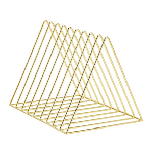 2 Pack Gold Triangle File Organizers for Office Supplies, Desktop Folder Holder (10.2 x 7 x 7 In)