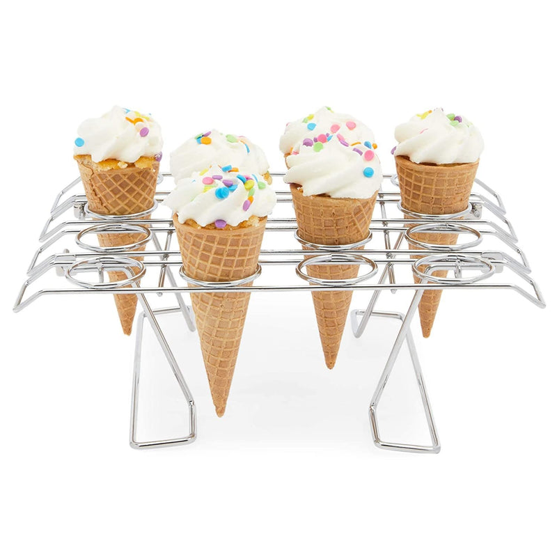 Ice Cream Cone Holder Stands for Party, Baking Rack (10.8 x 7.9 x 3.5 in, 2 Pack)