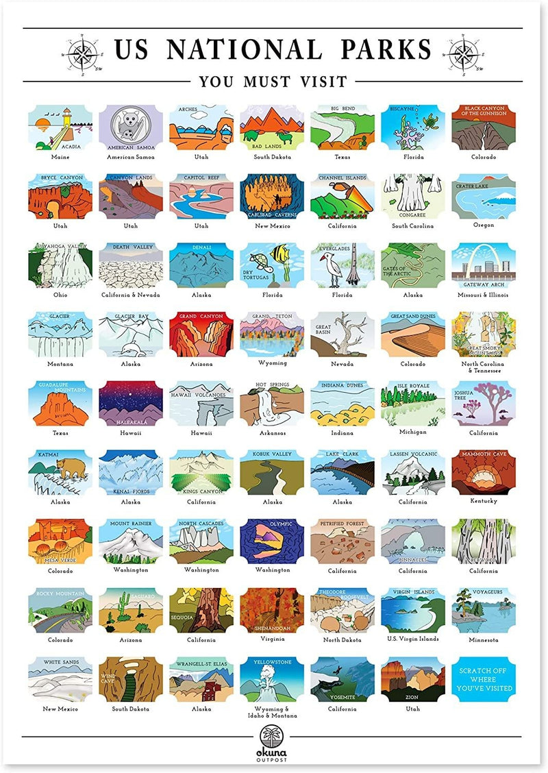US National Parks Scratch Off Poster (23.5 x 16.5 Inches)