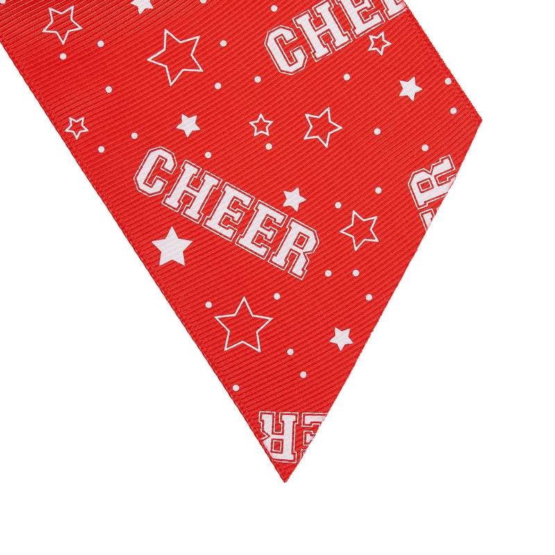 20 Pack 8 Inch Cheer Bows for Cheerleaders, Elastic Ponytail Holders for Women and Girls, Large Bulk Polyester Hair Ribbons for Softball, Volleyball, Gymnastics (2 Designs, Red)