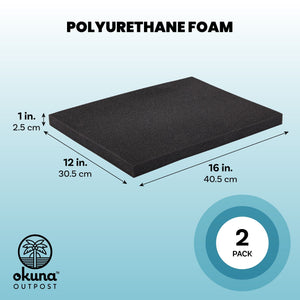 2-Pack Packing Foam Sheets - 16x12x1 Customizable Polyurethane Insert Pads for Tool Case Cushioning, Crafts (Black)