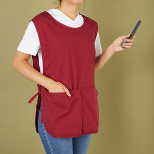 3 Pack Universal Cobbler Apron, Unisex Smocks with 2 Pockets (19 x 28 in, Burgundy)