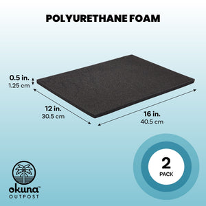 2-Pack Packing Foam Sheets - 16x12x0.5 Customizable Polyurethane Insert Pads for Tool Case Cushioning, Crafts (Black)