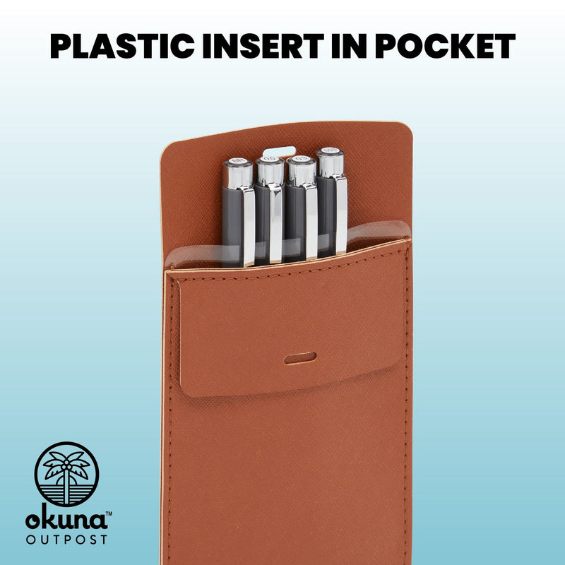 Pocket Protectors for Shirts and Lab Coats, Brown Leather Pen Holder (4 Pack)