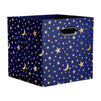 4 Pack Star Storage Cubes, Collapsible Foldable Fabric Organizer Baskets for Clothes, Toys, Gold Moons and Stars (11 In)